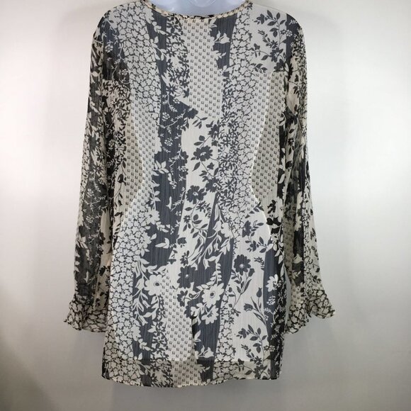 Susan Graver Sheer Tunic Blouse Long Sleeves Ruffled Size M - Picture 5 of 7